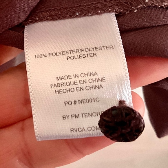 RVCA Blouse Coquette Darling Boho chocolate brown lace short sleeve M - Picture 9 of 12